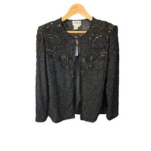 Vintage JMD New York NWT Black Beaded Evening Jacket Sequins Embroidery Sz S